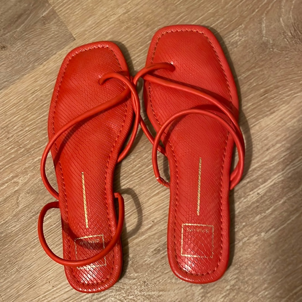 Dolce Vita Orangy Red Snakeskin Textured Thong Sandals